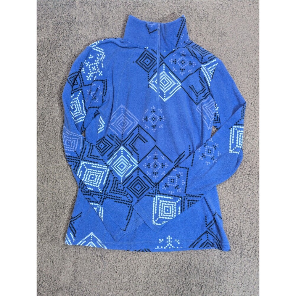 Columbia Fleece Pullover Womens M Blue Geometric Half Zip Jacket Outdoor